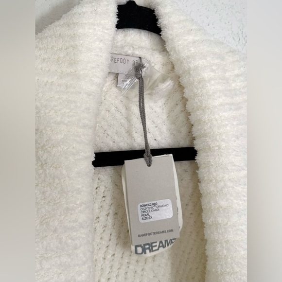 Barefoot Dreams CozyChic Diamond Circle Shawl Cardigan in Pearl White 3X NEW - Picture 5 of 6